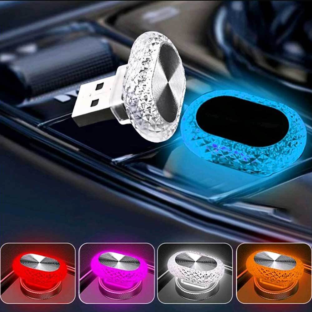 3x Mini USB LED Car Lights Neon Ambient Decor Accessories
