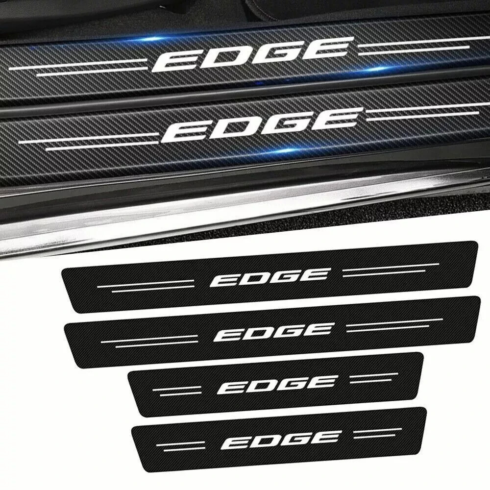 4PCS Set For Ford Edge Carbon Fiber Car Door Sill Plate Protector Cover Sticker