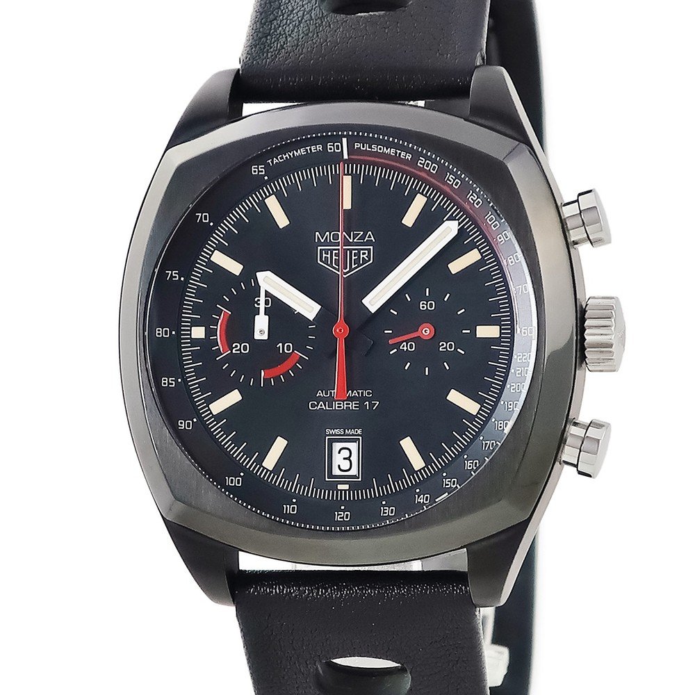 Tag Heuer Monza Cal 17 Chrono Black PVD Auto Watch CR2080 FC6375