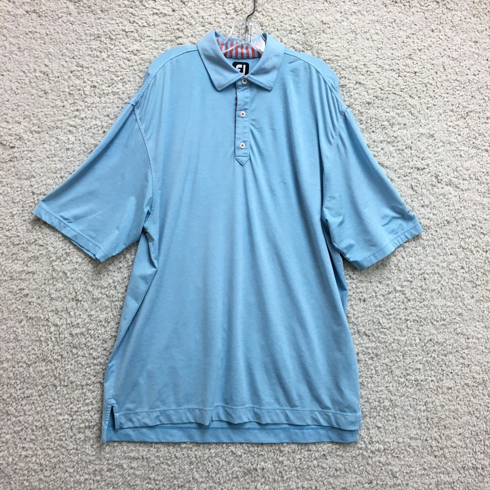 FJ Footjoy Polo Shirt Extra Large Adult Blue Golf Stretch Lightweight Logo Mens