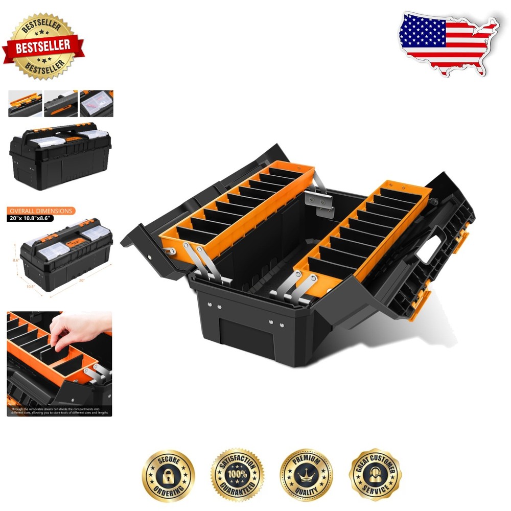 Portable 2-Layer Lockable Toolbox - Lightweight Efficient Storage