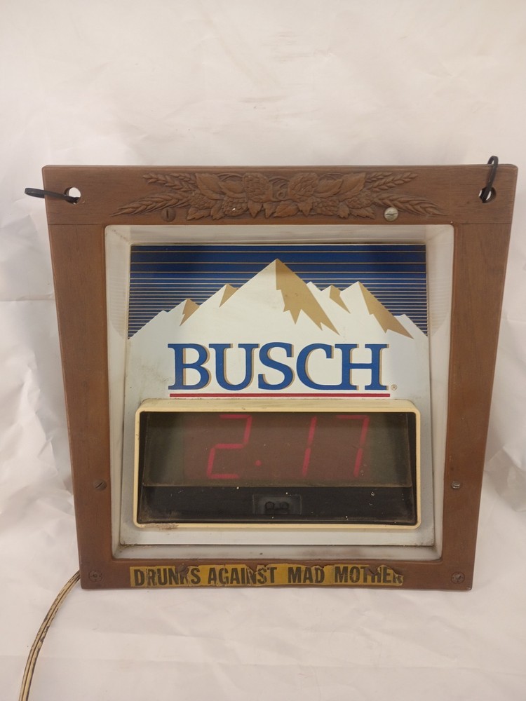 Vintage Busch Beer Anheuser-Busch Digital Clock Bar Sign READ