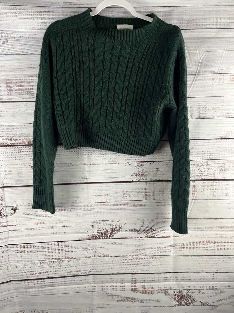 Cotton Candy LA Cropped Knit Sweater Women’s Small Green Long-Sleeve