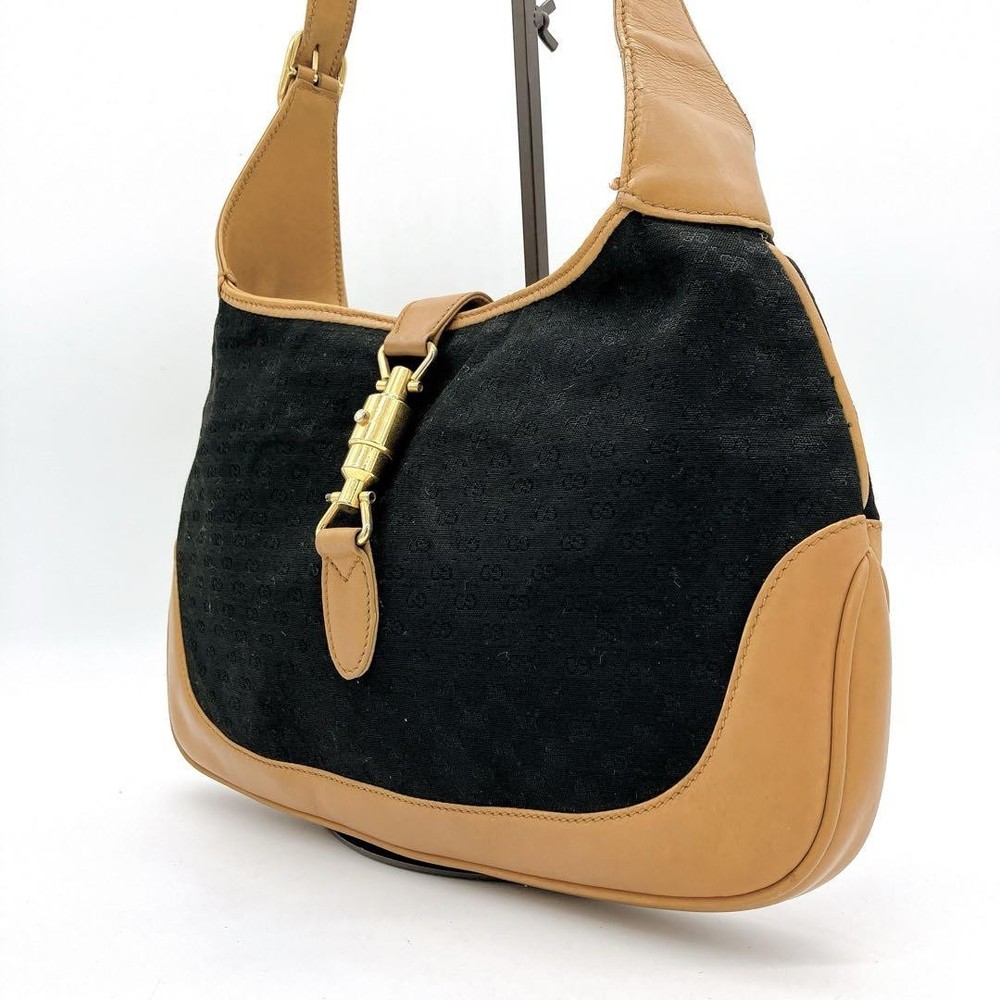 Gucci Jackie Micro GG Canvas Vintage Black Shoulder Bag Tote