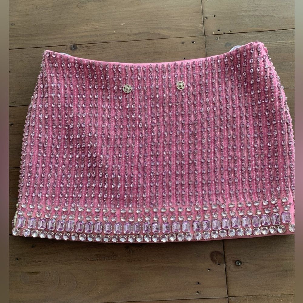 NEW Retrofete pink purple crystals embellished mini skirt