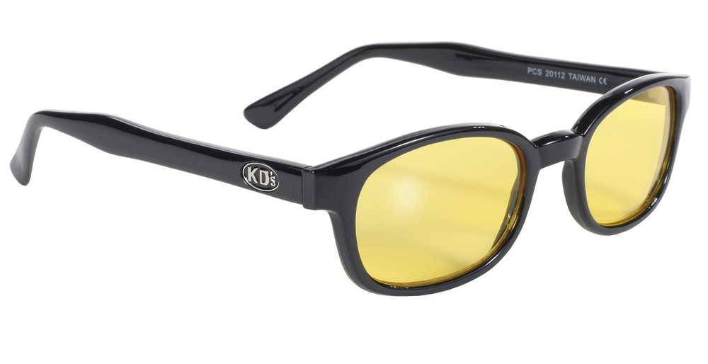 Pacific Coast KD Biker Sunglasses Black Frame with Yellow Lens  