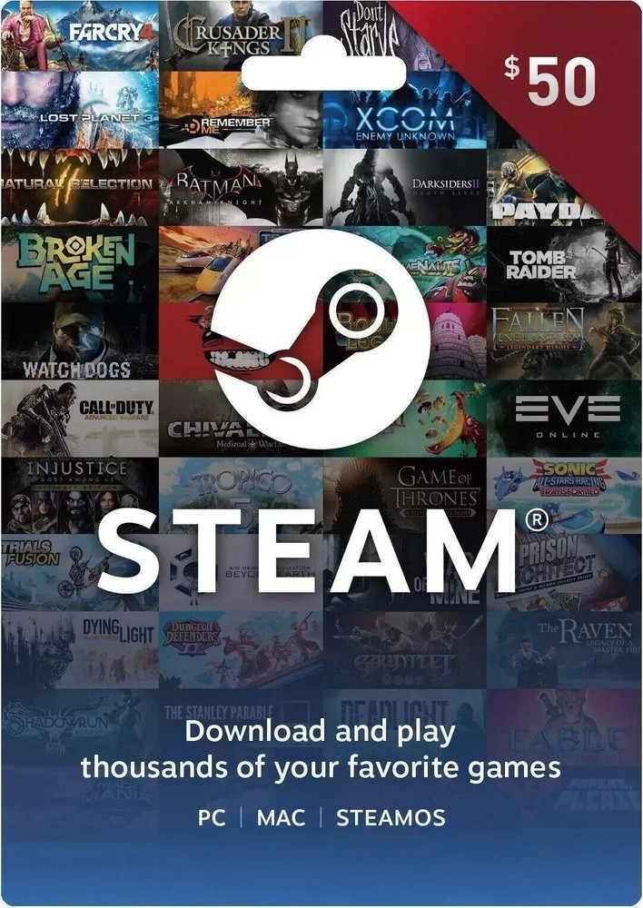 $50 Steam Gift Card for PC Games - Prepaid Digital Code-image