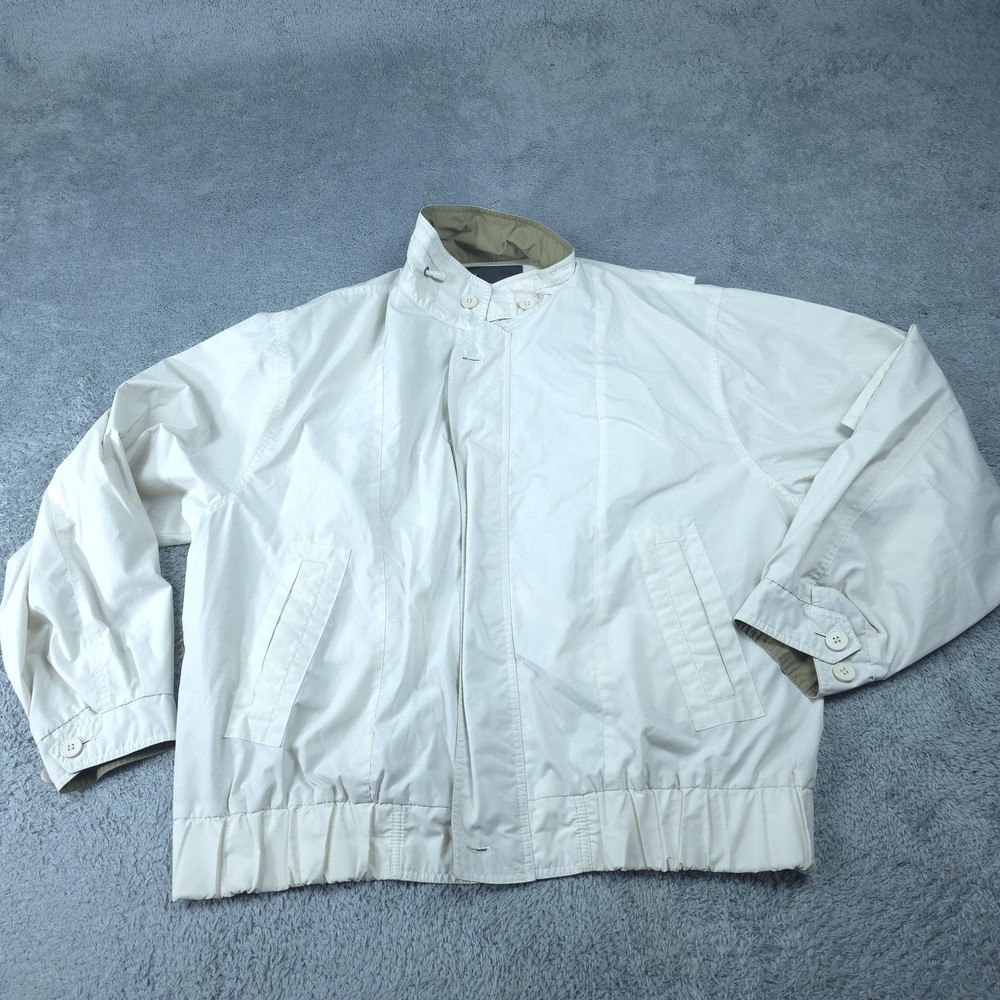 Vintage London Fog Jacket Mens XL White Full Zip Windbreaker Harrington 90s