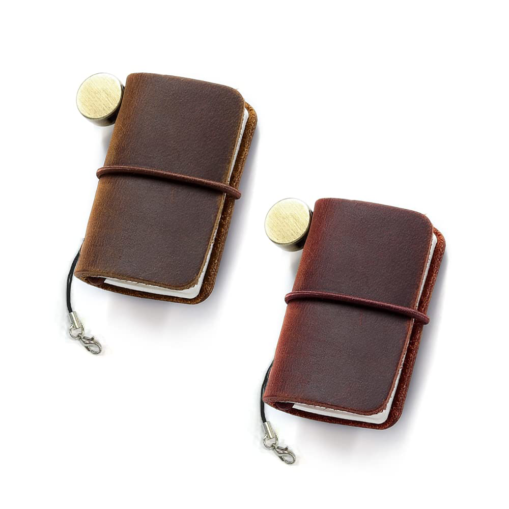 Mini Travelers Notebook Leather Cover Refillable Pocket Diary Journal  