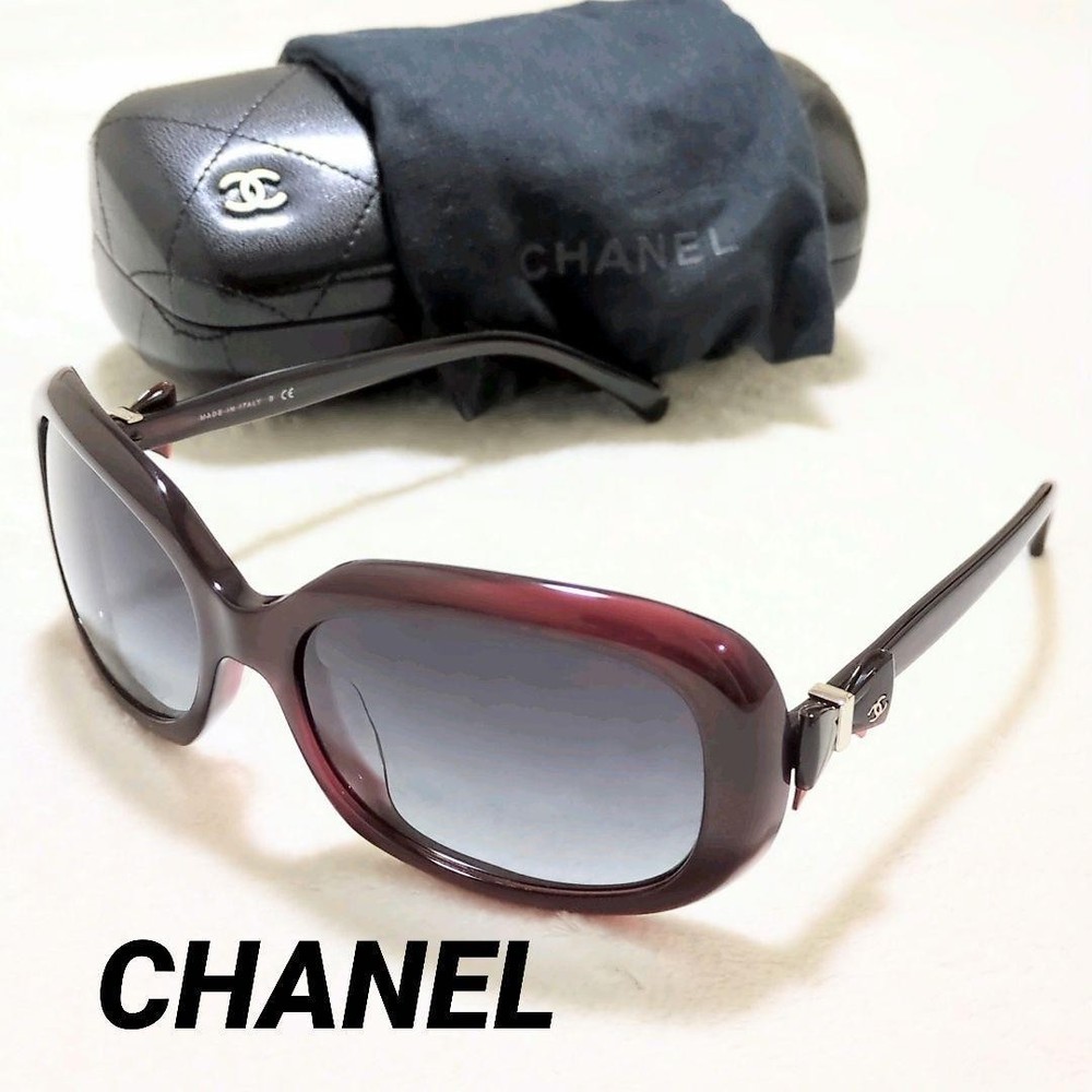 Chanel 5170-A Red Frame Coco Logo Womens Sunglasses Authentic From Japan RIN