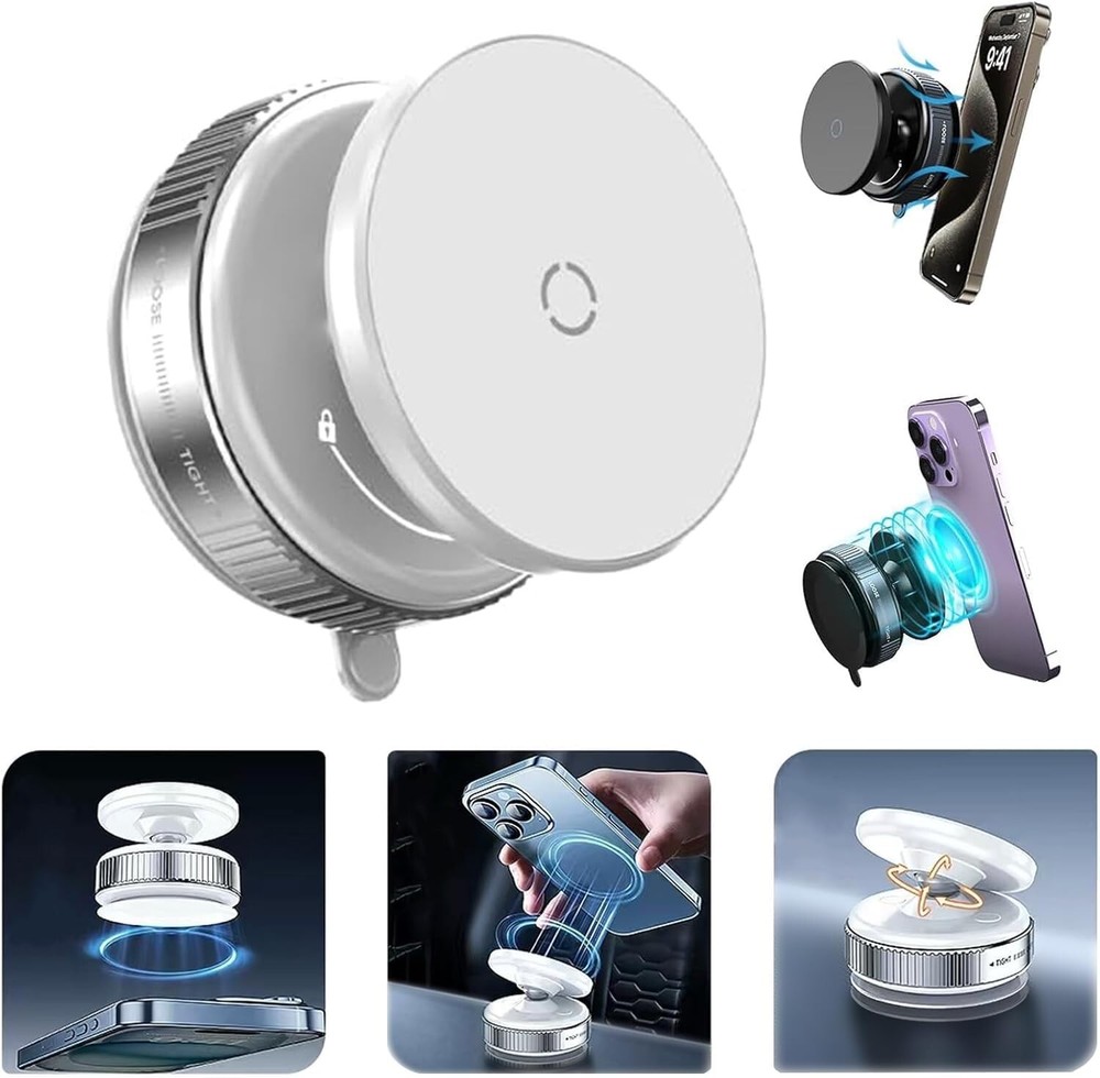 Upgraded Magnetic Phone Mount for iPhone 15 16 with Strong Vacuum Suction