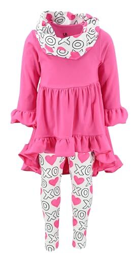 Girls' Clothing Sets Matching 3 Piece Outfit with Tunic Leggings and 5T Xoxo