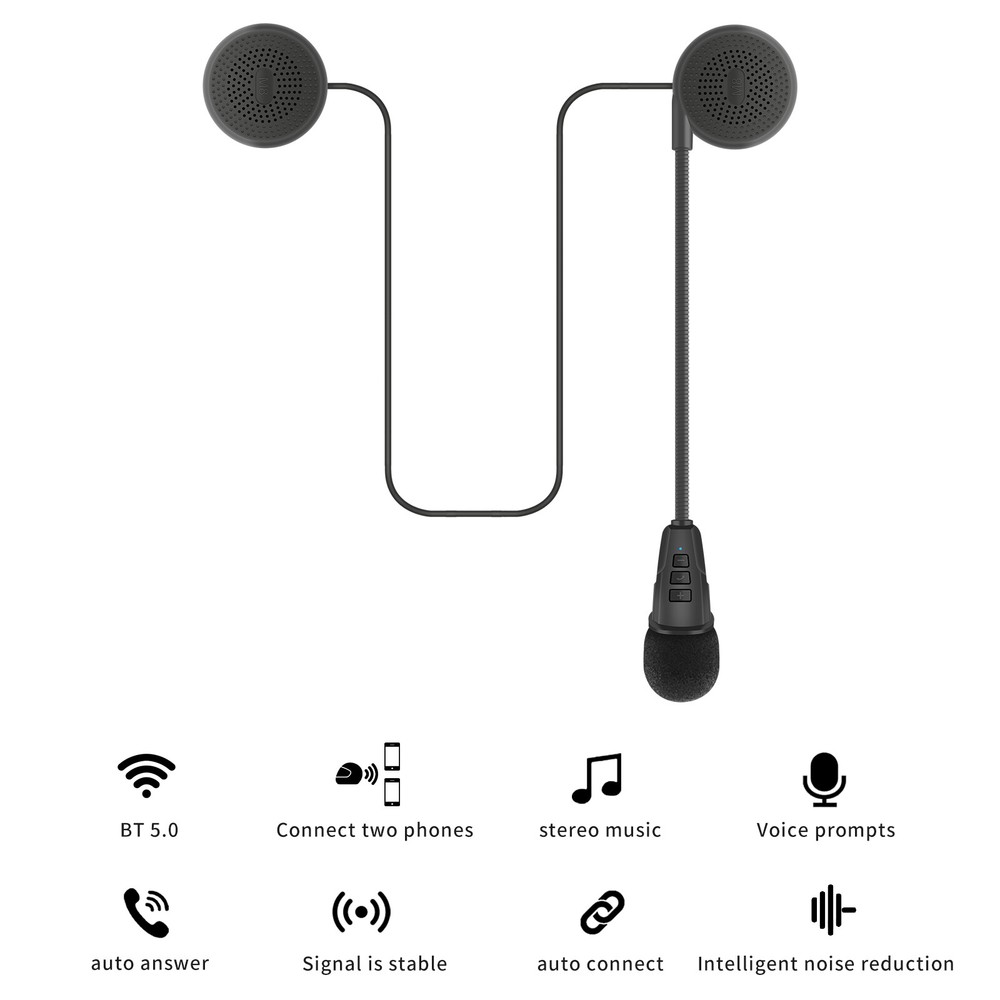 M8 Rechargeable Motorcycle Helmet Bluetooth 5.0 Headset w/ Stereo Sound & Mic