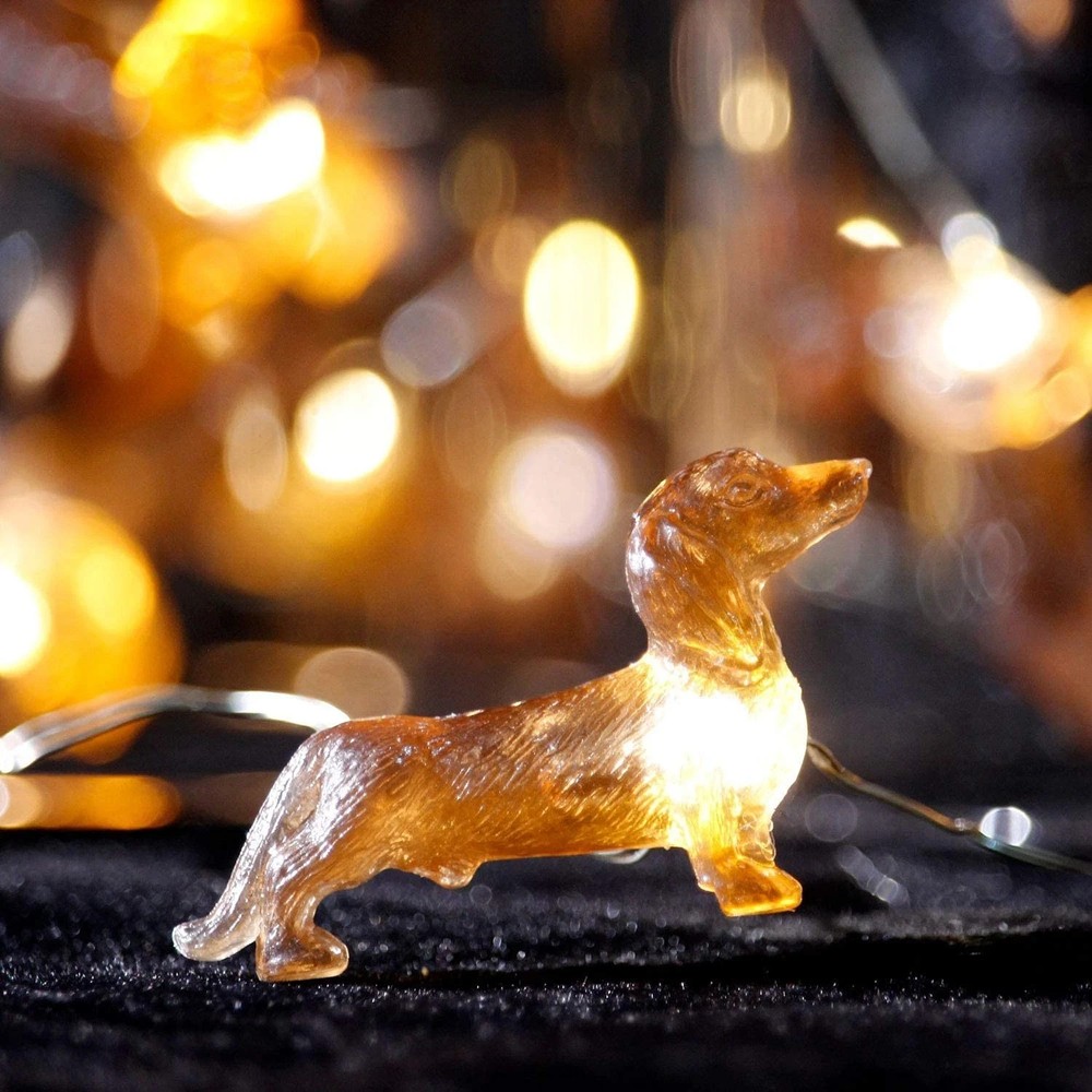 Crystal Club Dachshund Dog String Lights with Timer, 10 Ft 30 LEDs Pets Theme...