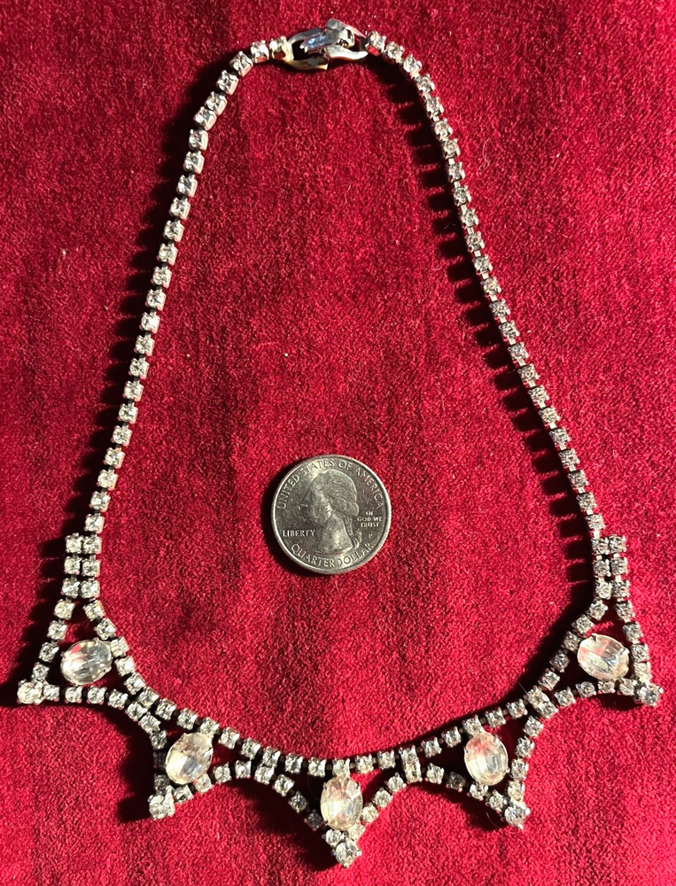 Vintage Clear Rhinestone Necklace - Prong Set - 15