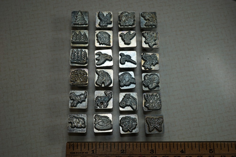 Vintage Craftool Co. Leather Carving Mini Stamps Trees Animals Wetlands Foliage