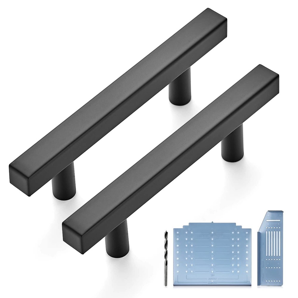 30 Pack 3in Matte Black Cabinet Pulls - Includes Drill Template for Easy Installation