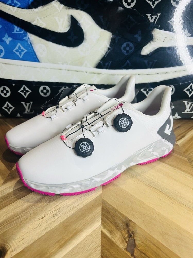 Size 11.5 Men's G/FORE G-Drive Golf Shoes G4MS22EF32-SNO Snow/Pink Camo Grey