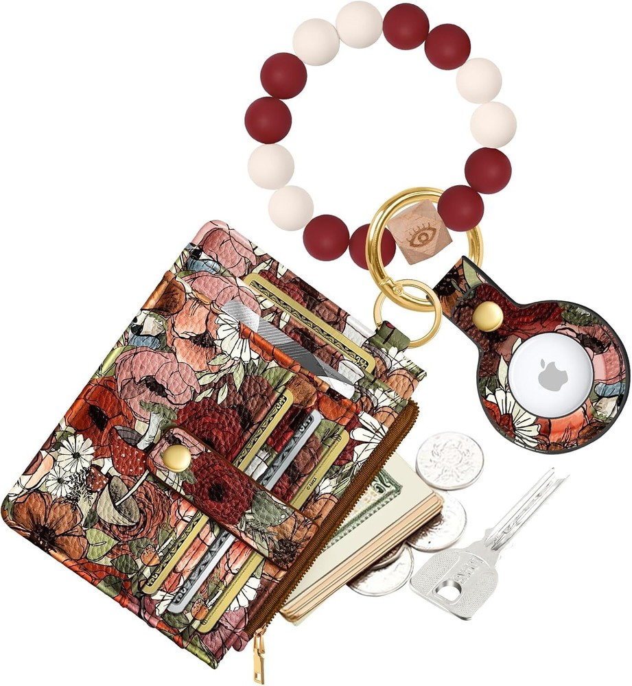 Minimalist RFID Wallet & Keychain Wristlet with Airtag Holder for Women
