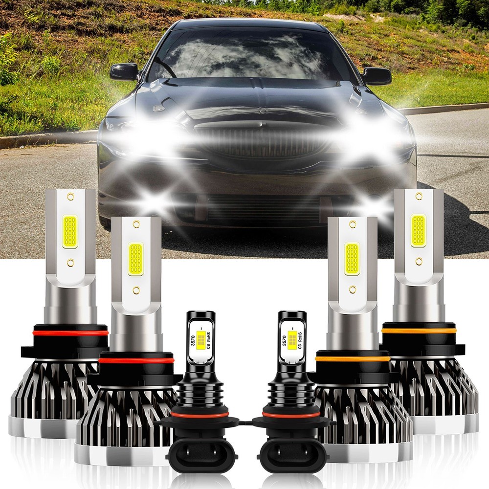 For Lincoln LS 2000-2002 6PCS LED Headlight Hi Low Beam+Fog Light Bulbs 6000K