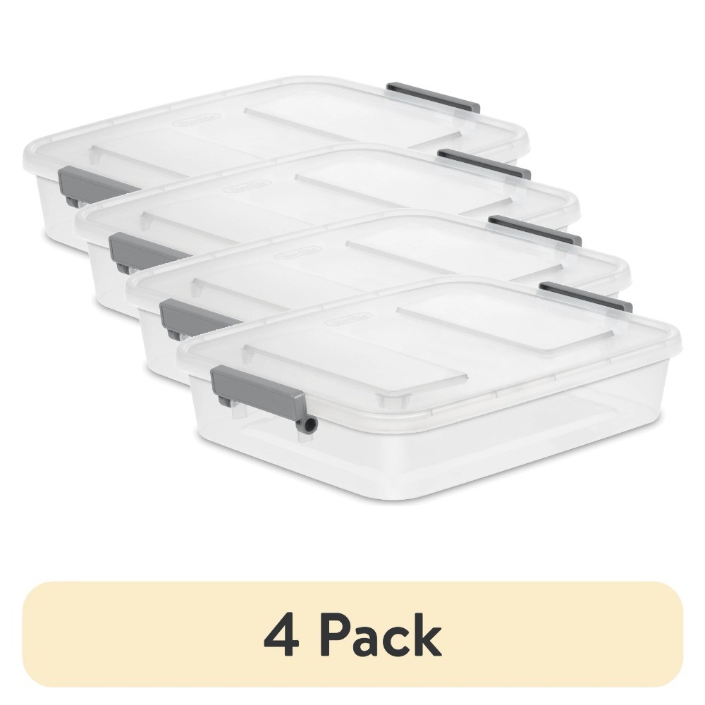 6.2 Quart Clear Storage Bin 4-Pack with Modular Latch Lids