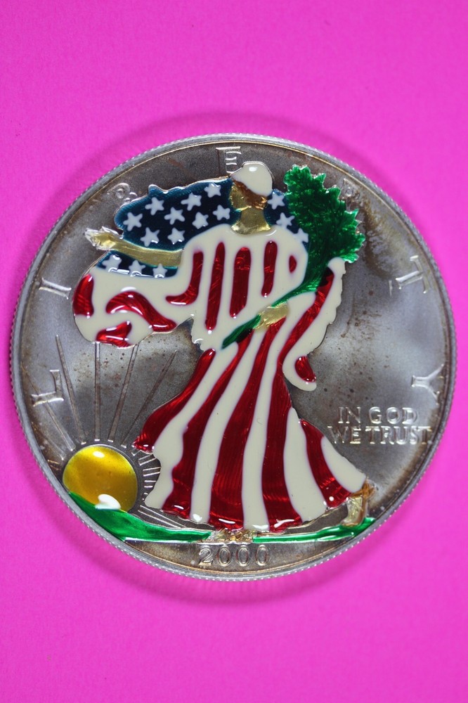Colorized 2000 American Silver Eagle 1 Ounce .999 Fine Exact Coin Shown 154