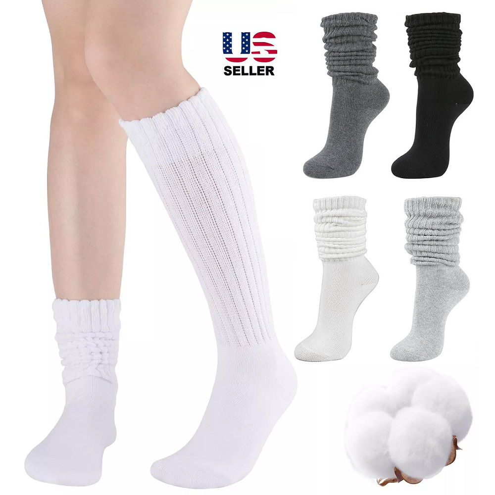 Slouch Socks Men Women Cotton Scrunch Knee High Extra Long Heavy Socks Unisex US