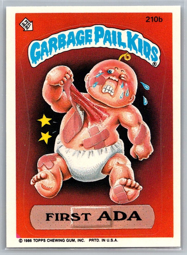 First Edition 1986 Topps Garbage Pail Kids Series 6 #210b ADA Card