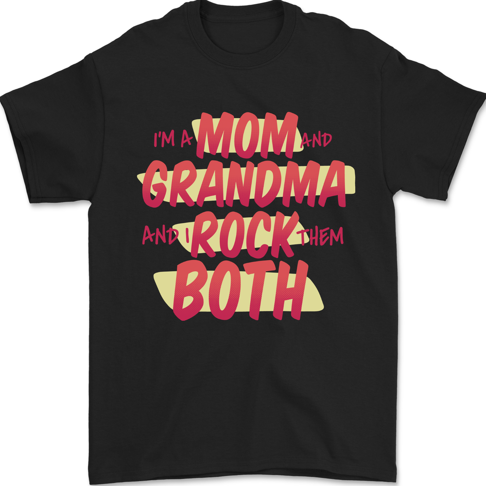 Mom & Grandma and I Rock Them Both Funny Mens T-Shirt 100% Cotton
