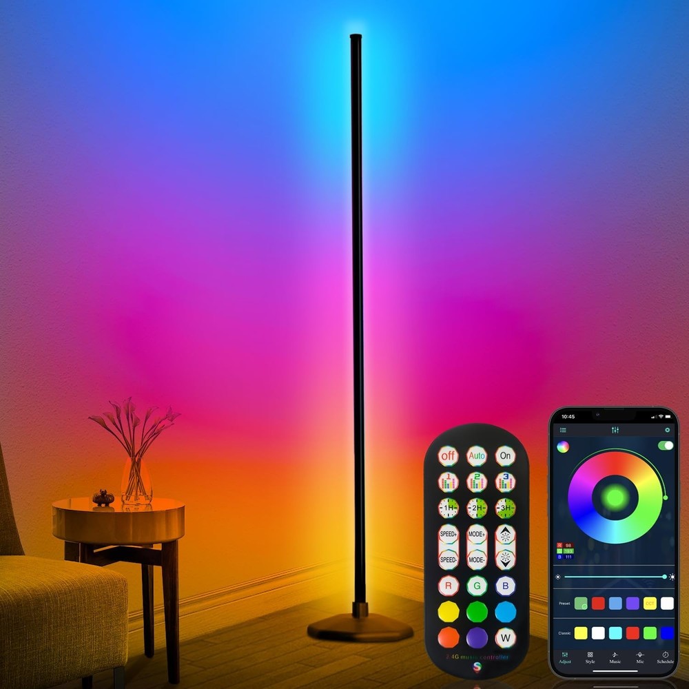 Corner Floor Lamp, 65”Smart RGB LED Corner Lamp with App and Remote Contro