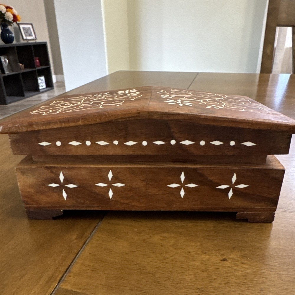 Unique Jewelry Storage Box  wooden 7.5 X 5 X 3