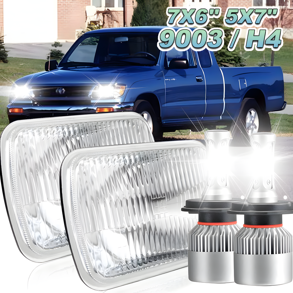 LED Halo Projector Headlights for 1982-1995 Toyota Pickup - Pair