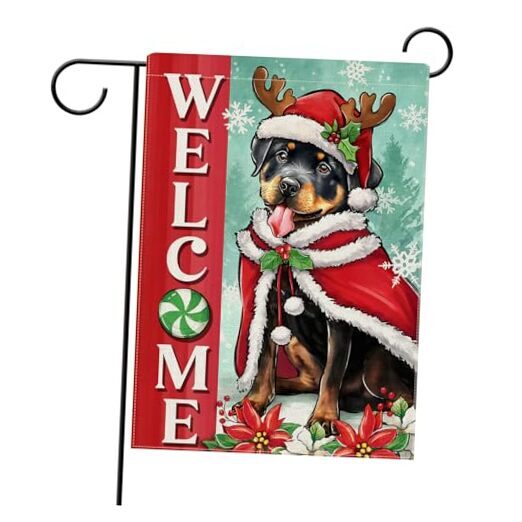 Welcome Dog Decorative Garden Flag, Xmas Pet 12