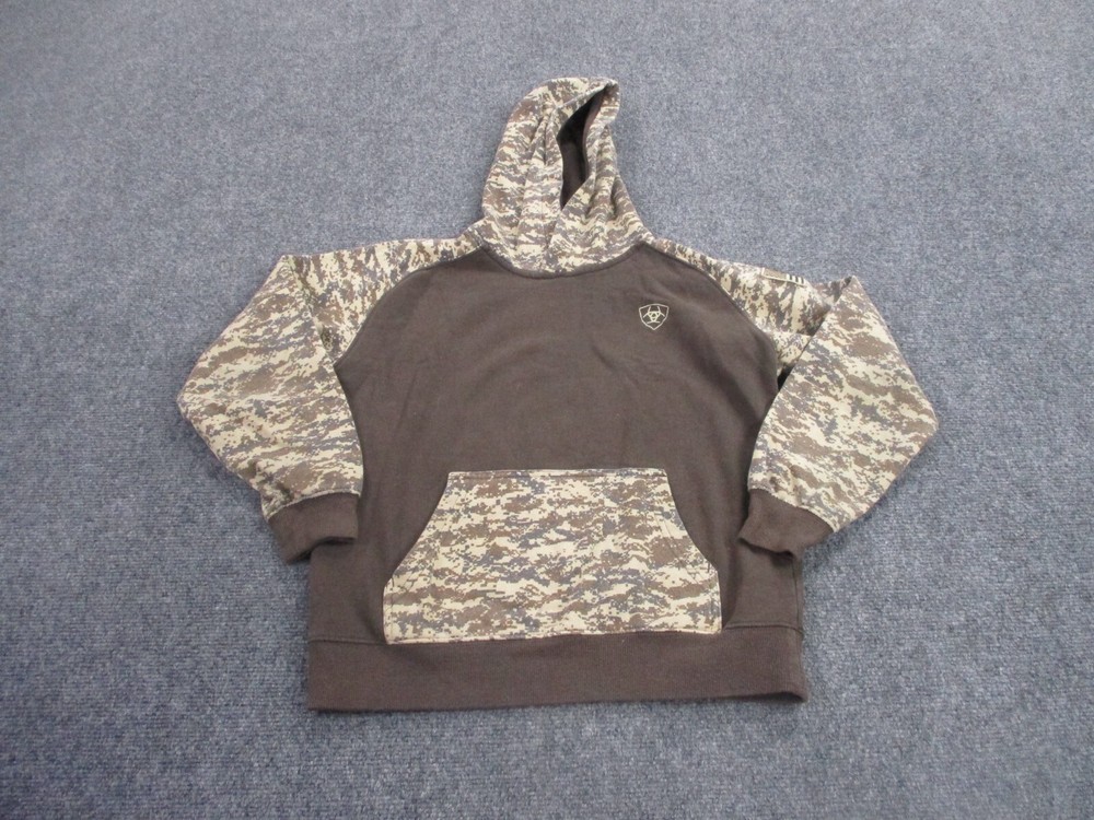 Ariat Hoodie Sweatshirt Boys M Camo Pullover Work Casual Outdoors USA Flag Youth