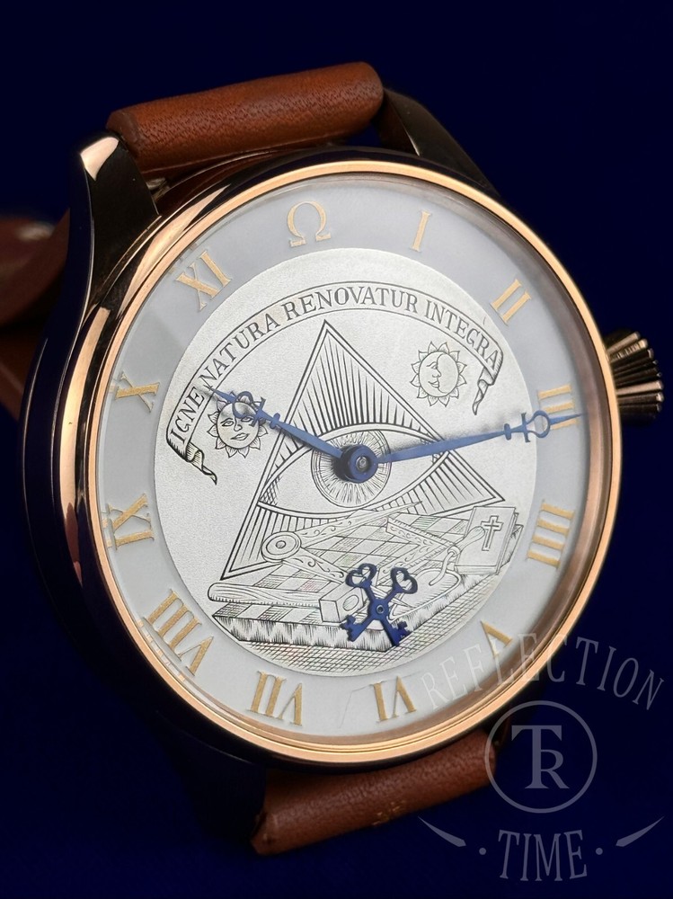 Pocket Watch Movement Omega Masonic CUSTOM HAND ENGRAVED Dial Luxury Marriage
