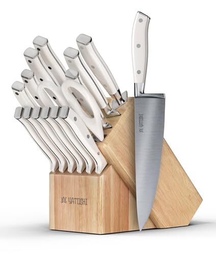 Yatoshi 15 Piece White Knife Block Set