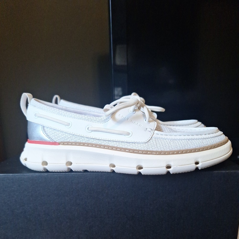 Cole Haan Womens Size 8 Zerogrand Regatta White Boat Shoes Slip On, Walking Shoe