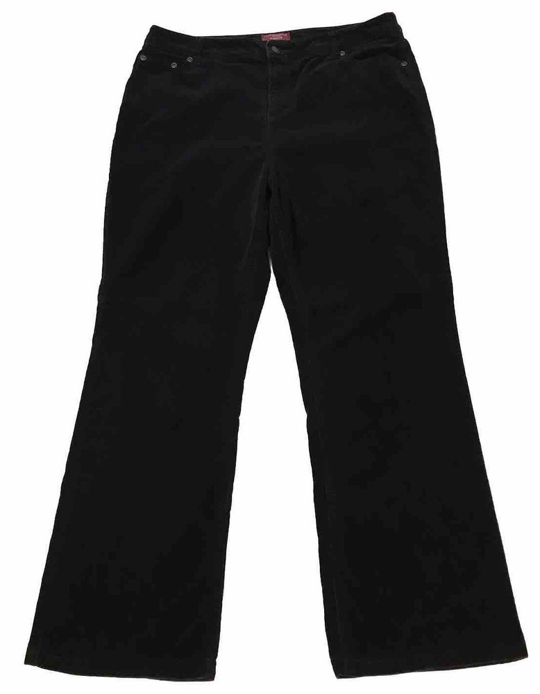 Charter Club Petite Corduroy Pants Slim It Up Women 12P Black Stretch Straight