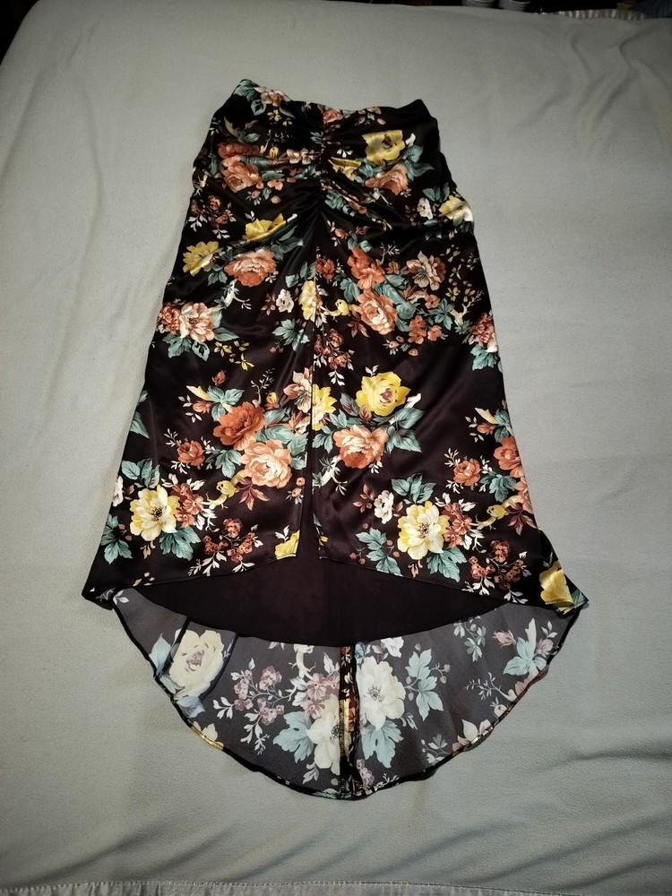 Veronica Beard Pixie Floral Silk Midi Skirt Oxblood Multi, Size 4