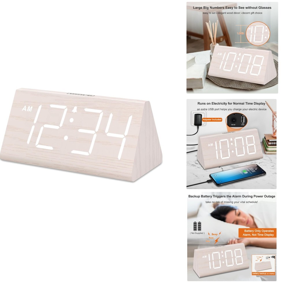 Sleek Digital Alarm Clock with Dimmable Display & USB Charging Port - Ideal Gift