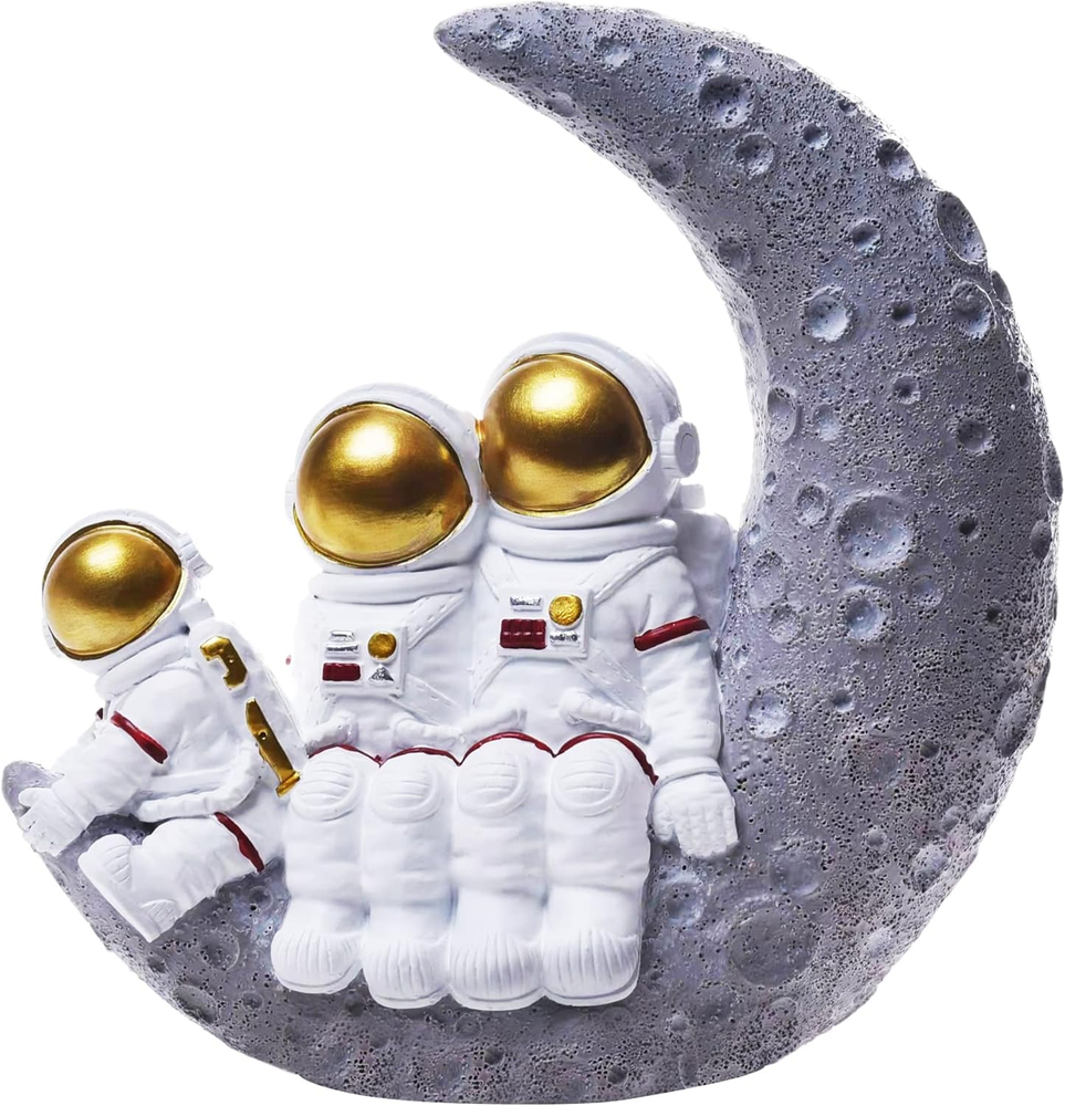 Astronaut Family of 3 Sculptures for Space-Themed Decor