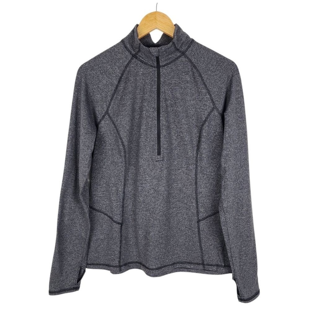 Lucy Activewear Heathered Gray Half-Zip Pullover - Mesh Back & Thumbholes Size L