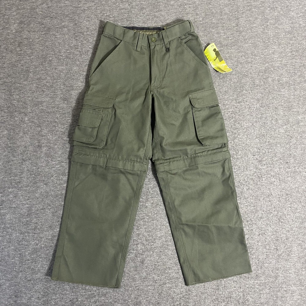 Boy Scouts of America Convertible Pants Youth Size 6 Green Cargo Canvas Uniform