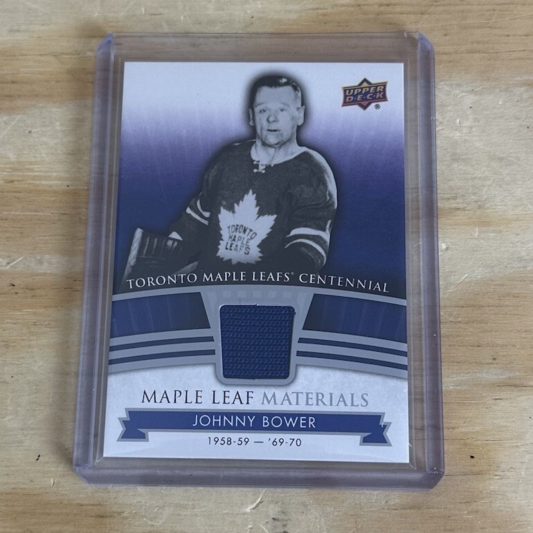 2017 Upper Deck Maple Leafs Centennial Johnny Bower Maple Leaf Materials #ML-JB Memorabilia Card
