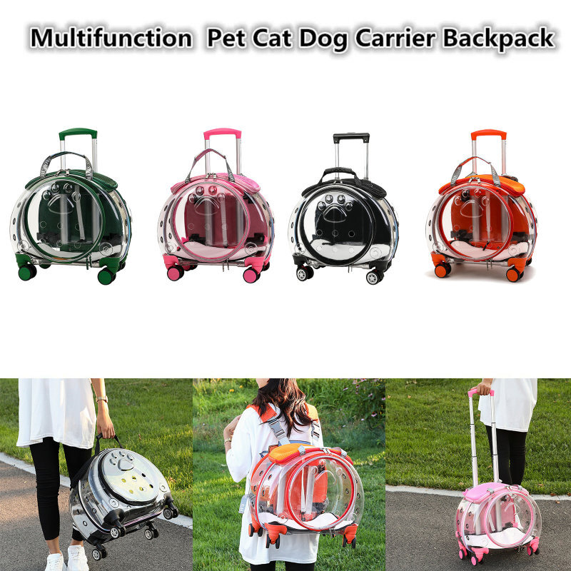 Rolling Expandable Cat Carrier Backpack with Wheels for Pets