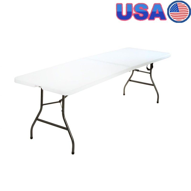 8ft Centerfold Folding Table Waterproof for Indoor Outdoor Events BBQ Crafts Utility