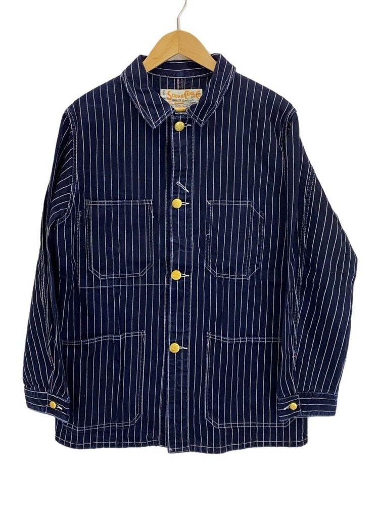 SUGAR CANE Wabash Stripe Coverall Jacket Size 40 Vintage Workwear Indigo