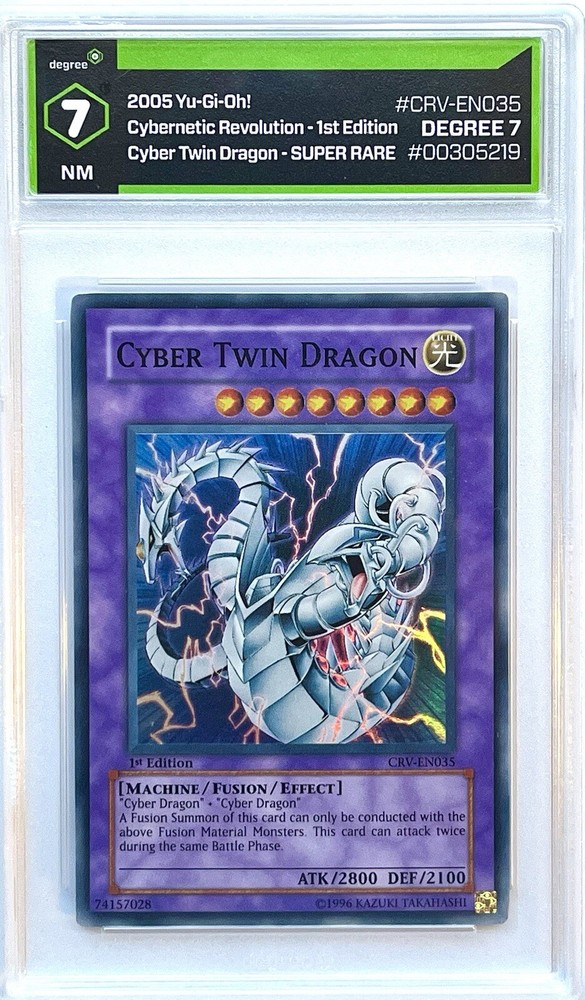 Cyber Twin Dragon 1st Edition CRV-EN035 YuGiOh SR PSA Graded 7-image
