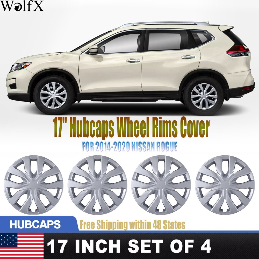4Pcs 17-Inch Silver Wheel Rim Covers for 2014-2020 Nissan Rogue Hubcaps