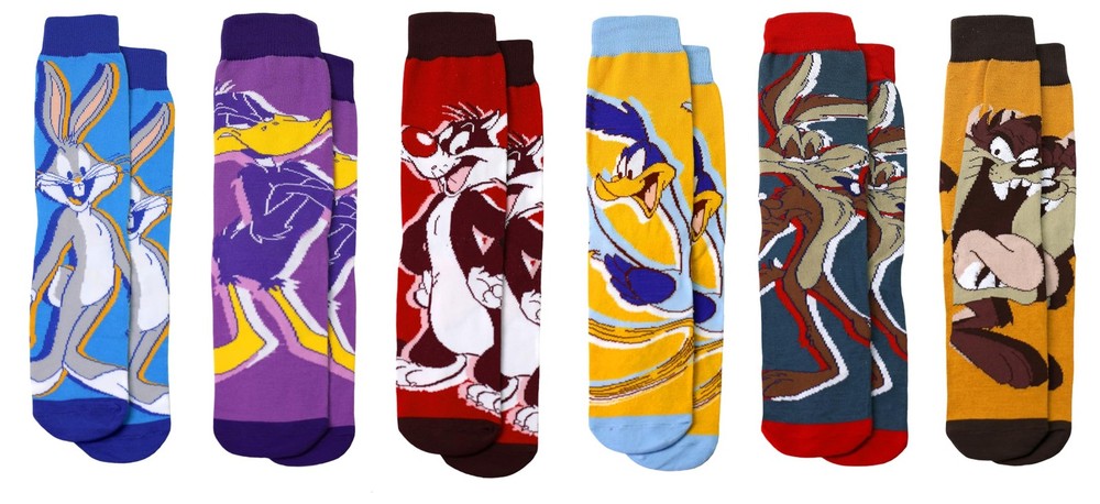 Looney Tunes 6-Pack Men's Socks featuring Bugs Bunny and Daffy Duck designs
